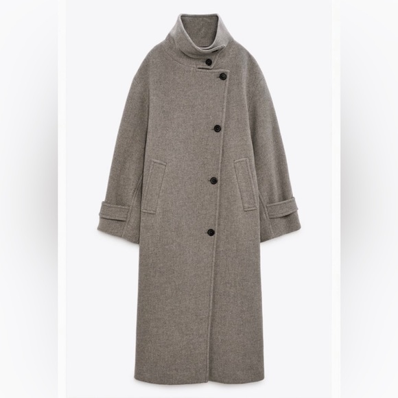 Zara Wool Blend Oversize Coat - Picture 1 of 14